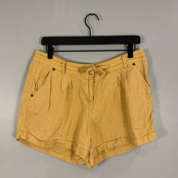 Atmosphere yellow 100% linen shorts UK size 12 - Picture 2 of 8
